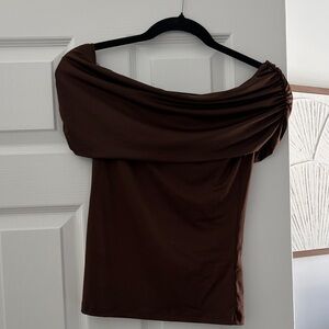 H&M Brown Off the Shoulder Top Small